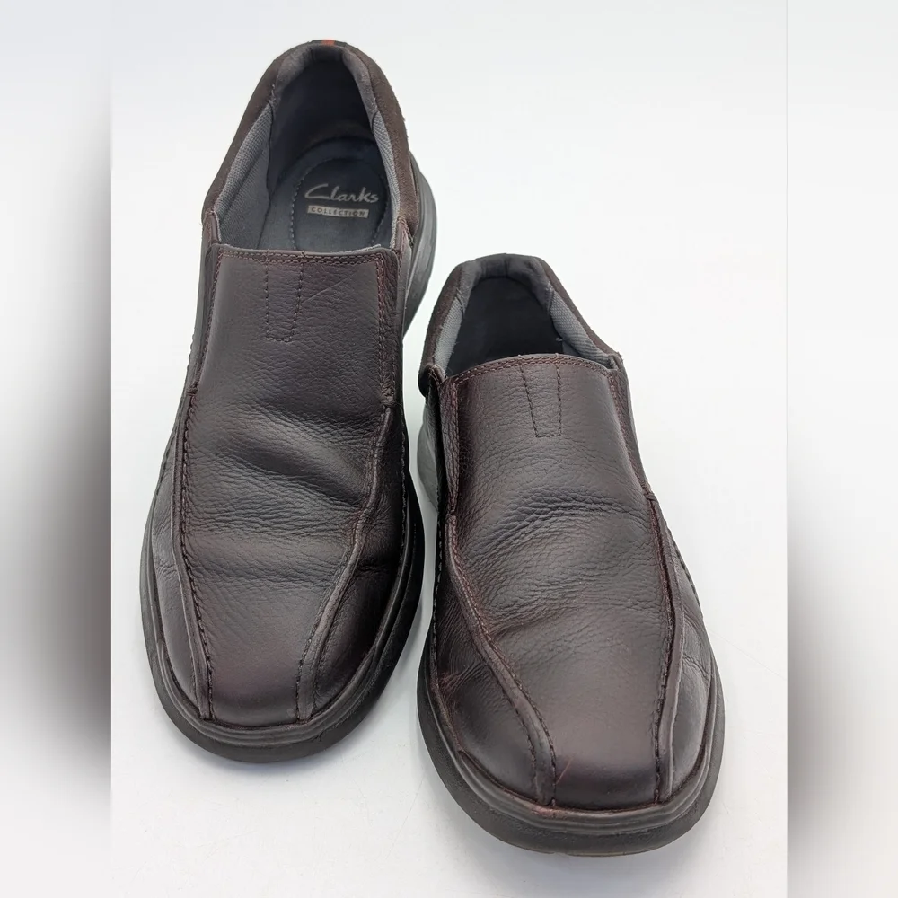 Clarks Cotrell Step Slip-On Men's Sz 11.5M Brown Oily Leather Loafers Ortholite®